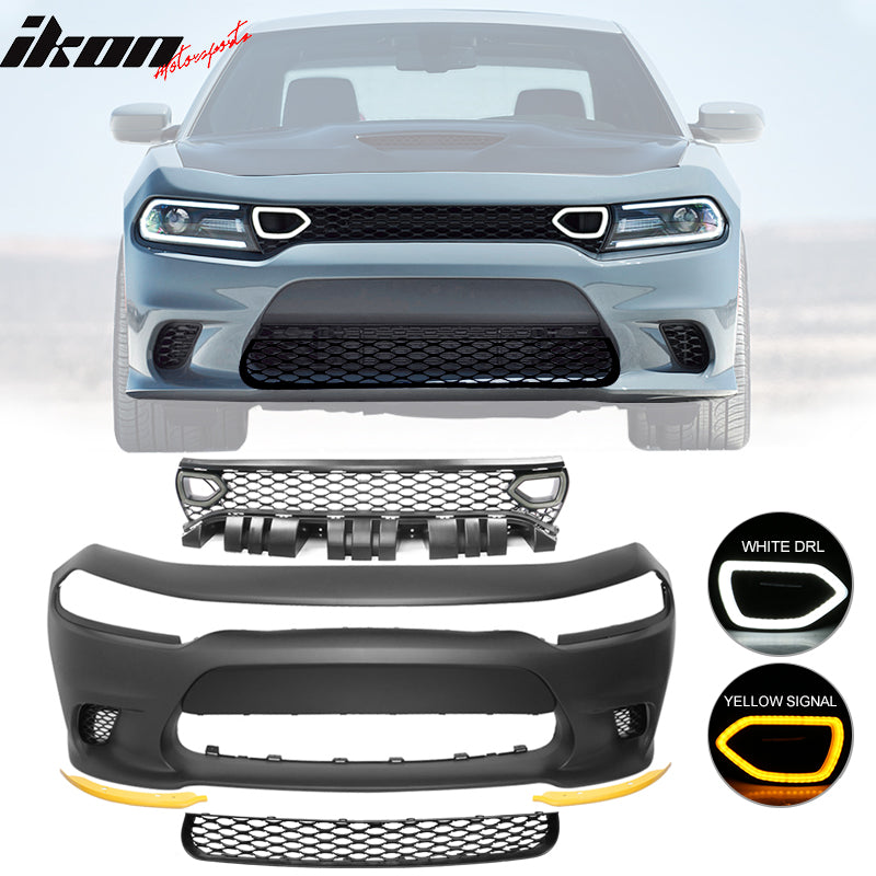 2015-2023 Dodge Charger Front Bumper Cover Yellow Splitter Grille PP