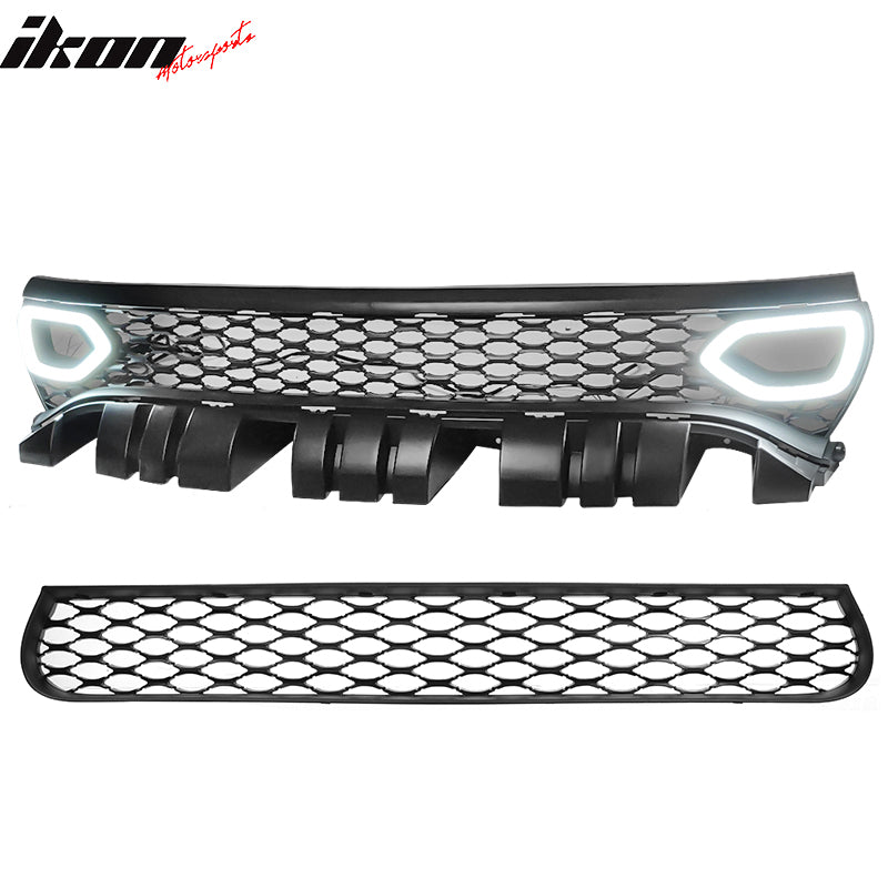 Fits 15-23 Dodge Charger SRT Style Front Upper & Lower Grille w/ LED Lights