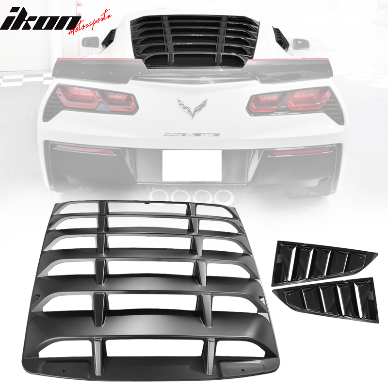 2014-2019 Chevy Corvette C7 Classic Style Side Rear Window Louvers ABS
