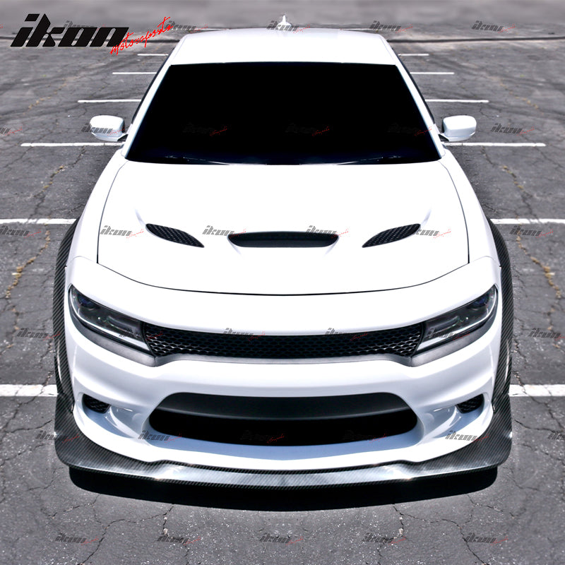 Fits 15-23 Charger Widebody Style Front Bumper Lip & Fender Flares 10PCS CFL ABS