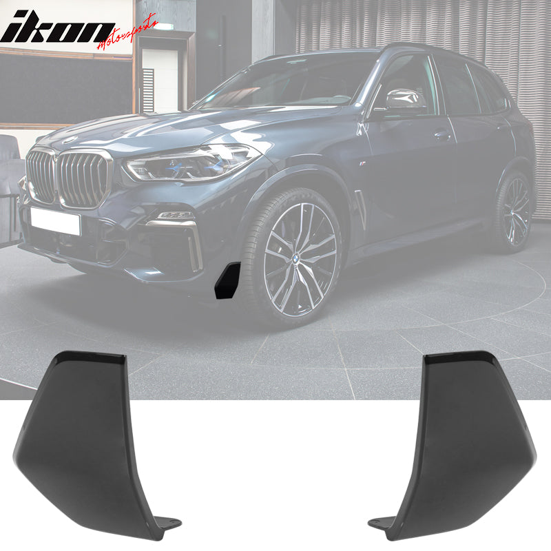 IKON MOTORSPORTS, Front Splitters + Rear Splitter Aprons + Rear Bumper Diffuser Compatible With 2019-2023 BMW G05 X5 M Sport, Rear Bumper Lip Spoiler Aprons ABS MP Style Gloss Black, 2020