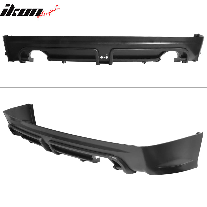 IKON MOTORSPORTS, Rear Diffuser Compatible With 2006-2011 Honda Civic 4-Door Sedan, MUG RR Style PP Polypropylene Unpainted Black Rear Bumper Lip Diffuser w/ Red 3rd Brake Light