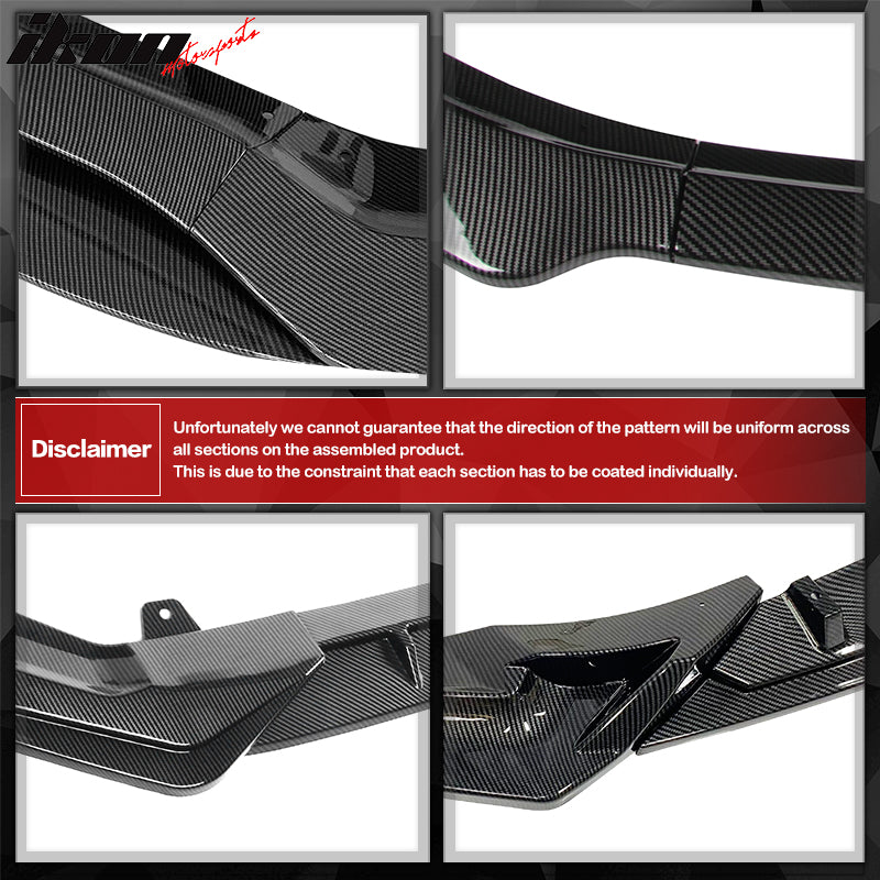 Adjustable 3PC Front Bumper Lip For 62"-66" Width Car B Style Carbon Fiber Print