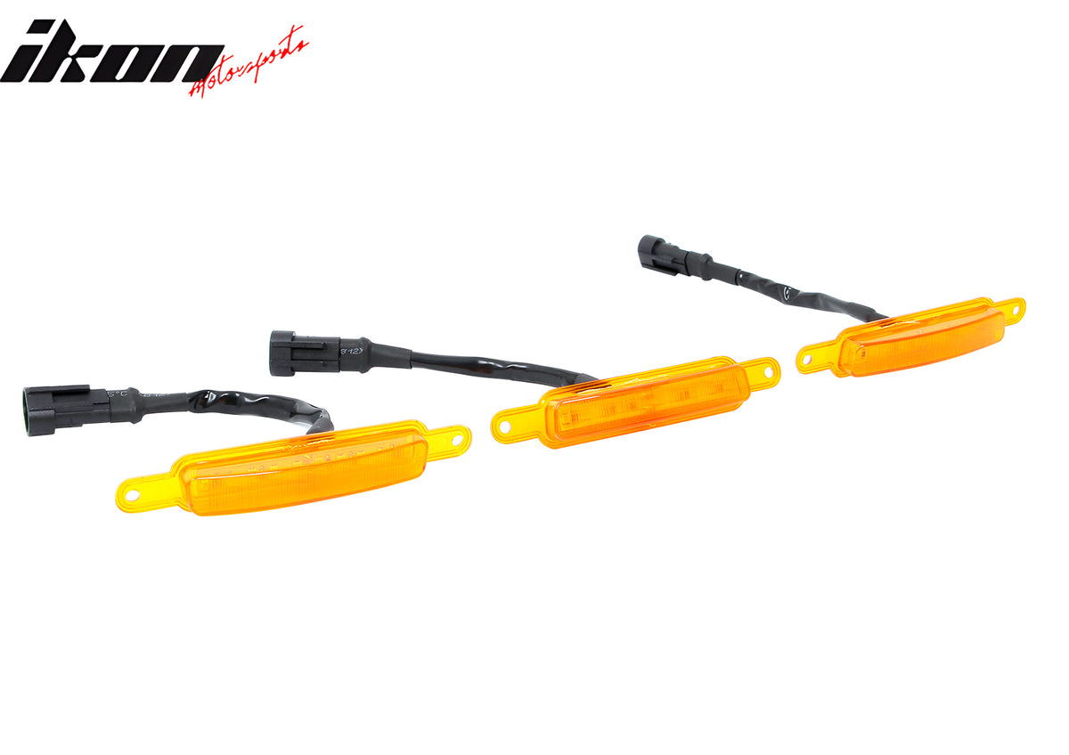 Fits Chevy Silverado & GMC Sierra 1500 2500 3500 3PCS Amber LED Grille Lights