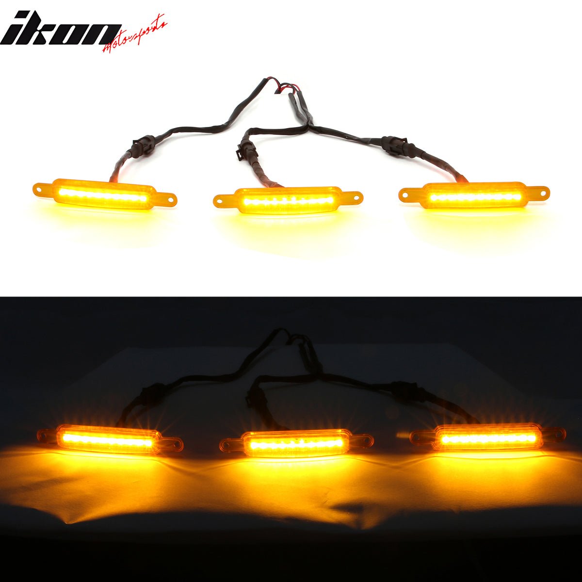 Fits Chevy Silverado & GMC Sierra 1500 2500 3500 3PCS Amber LED Grille Lights
