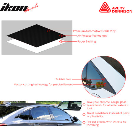 Fits 17-22 Infiniti Q60 Coupe Window Trim Chrome Delete Vinyl -Gloss Black