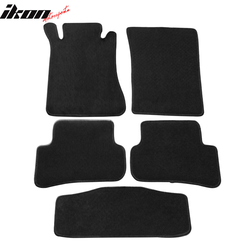 Custom Fit Floor Mats Compatible With 2001-2007 Benz W203 C-Class, Factory Fitment Car Floor Mats Front & Rear Nylon by IKON MOTORSPORTS, 2002 2003 2004 2005 2006