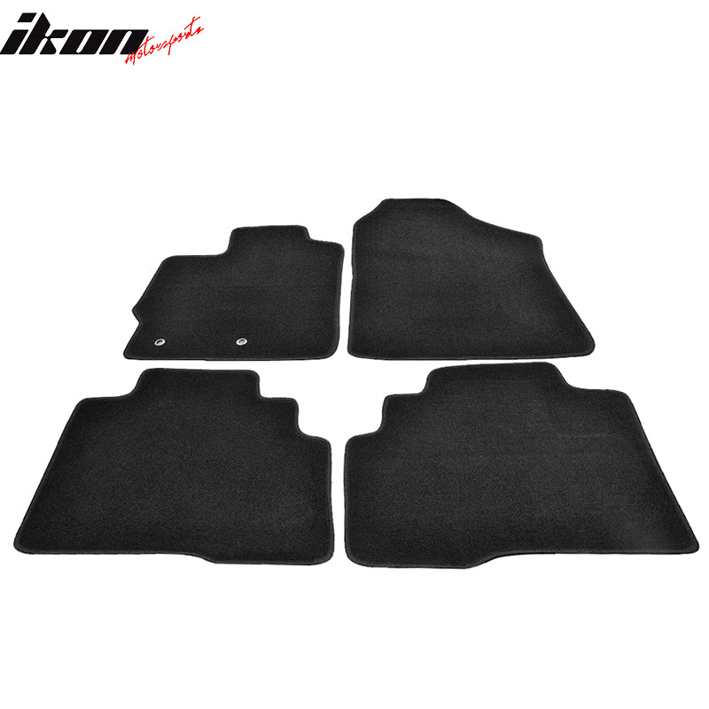 Floor Mats Compatible With 2007-2012 Toyota Yaris, 4Dr Factory Fitment Car Floor Mats Front & Rear Nylon by IKON MOTORSPORTS, 2008 2009 2010 2011