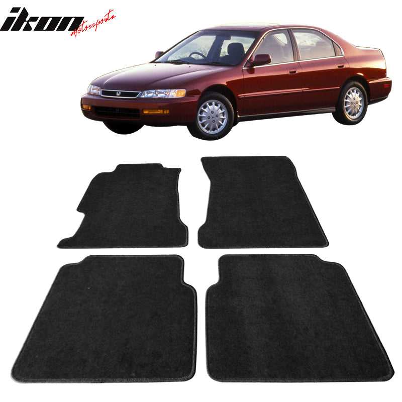 Car Floor Mat for 1994-1997 Honda Accord Black Carpet 4PC Nylon