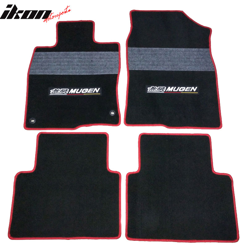 Fits 16-21 Honda Civic Mugen Floor Mats Black With Gray Stripe