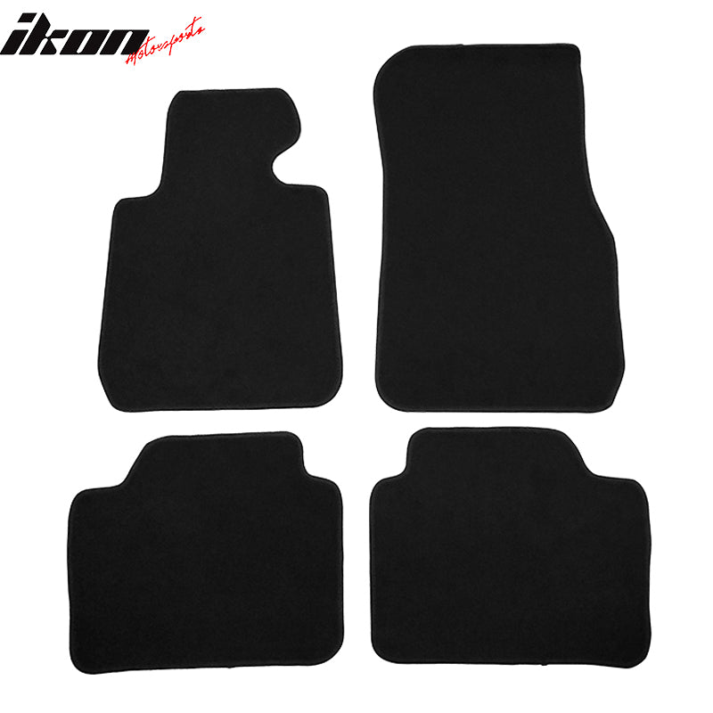 Floor Mats Compatible With BMW F30 3 Series 4DR Sedan, 2012-2018 Factory Fitment Floor Mats Carpet Front & Rear Black 4PC Nylon by IKON MOTORSPORTS, 2013 2014 2015 2016 2017