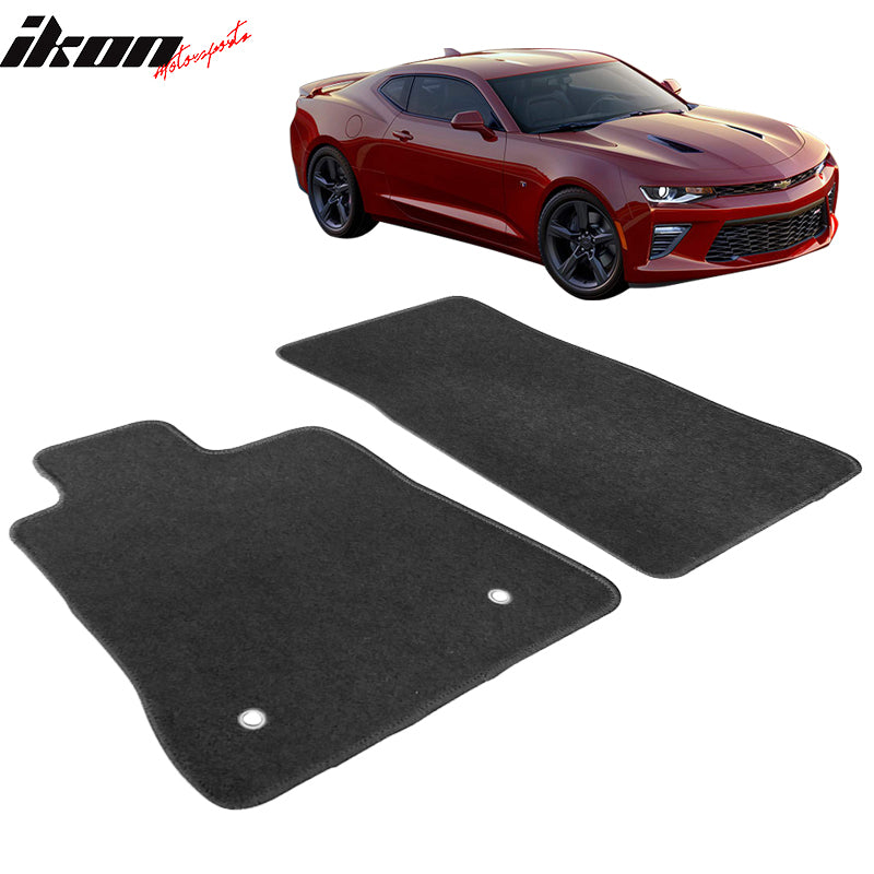 Car Floor Mat for 2016-2024 Chevy Camaro Black Carpet 2PC Nylon