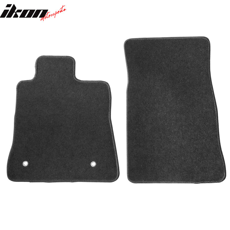 Floor Mats Compatible With 2016-2024 Chevy Camaro, Factory Fitment Floor Mats Carpet Front Black 2PCS Nylon by IKON MOTORSPORTS, 2017 2018