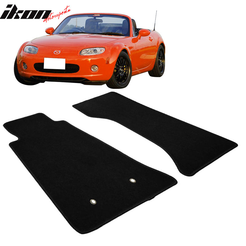 Car Floor Mat for 2006-2015 Mazda Miata MX-5 Black Carpet 2PC Nylon