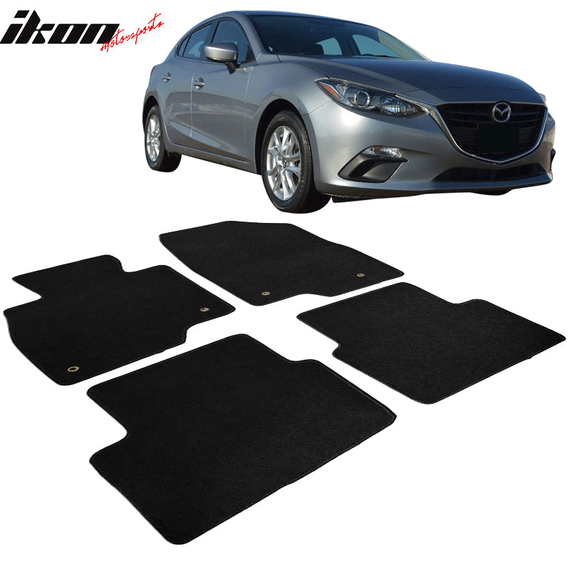 Car Floor Mat for 2014-2018 Mazda 3 Black Carpet 4PC Nylon