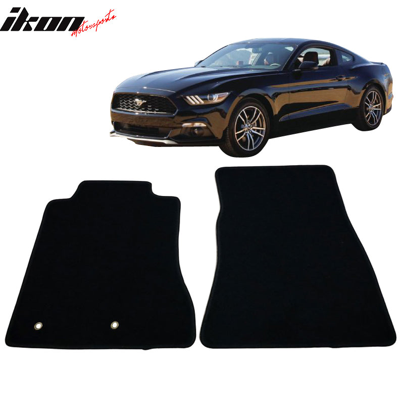 Car Floor Mat for 2015-2023 Ford Mustang Black Carpet 2PC Nylon