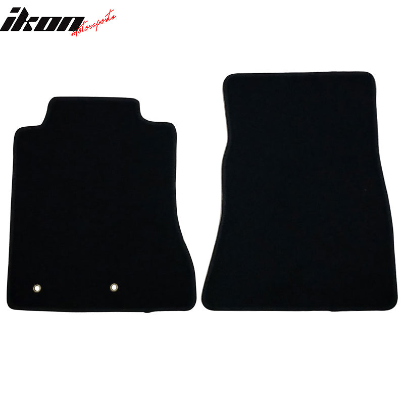 Floor Mats Compatible With 2015-2023 Ford Mustang, Black Nylon Front Flooring Protection Interior Carpets 2PC By IKON MOTORSPORTS, 2016 2017 2018 2019 2020 2021