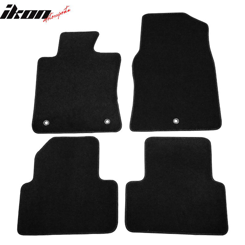 Floor Mats Compatible With 2009-2014 Acura TL, Black Nylon Front Rear Flooring Protection Interior Carpets 4PC By IKON MOTORSPORTS, 2010 2011 2012 2013