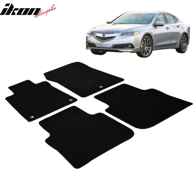 Car Floor Mat for 2015-2020 Acura TLX Black Carpet 4PC Nylon