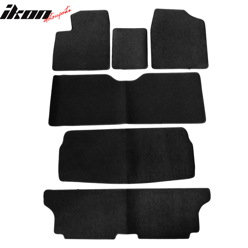 Floor Mats Compatible With 1998-2003 Toyota Sienna, Black Nylon Front Rear Flooring Protection Interior Carpets 6PC By IKON MOTORSPORTS, 1999 2000 2001 2002