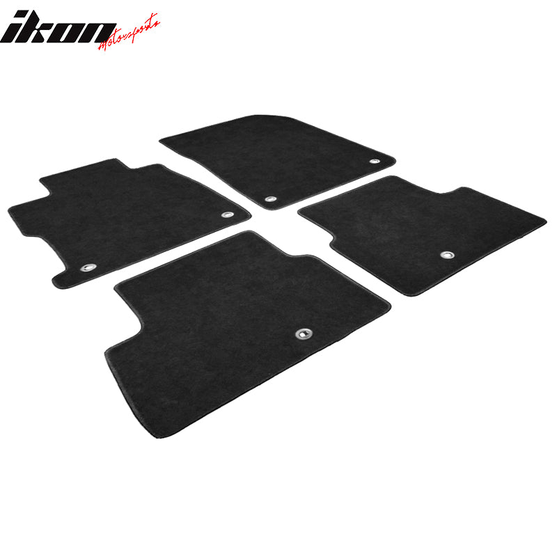 Floor Mats Compatible With 2013-2022 Acura ILX, Black Nylon Front Rear Flooring Protection Interior Carpets 4PC By IKON MOTORSPORTS, 2014 2015 2016 2017 2018 2019