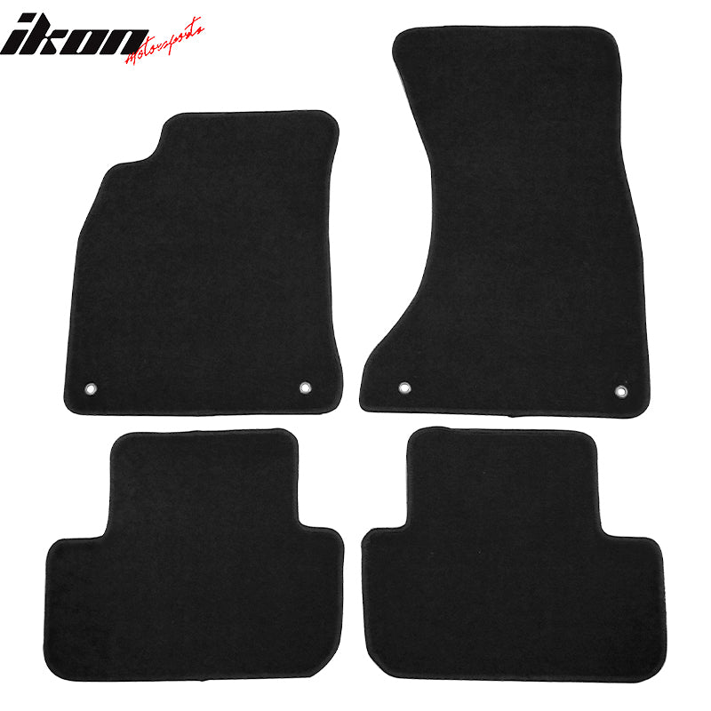 Floor Mats Compatible With 2009-2016 Audi A4 S4, 4 PCS Black Nylon Front Carpets Flooring Protection Interior By IKON MOTORSPORTS, 2010 2011 2012 2013 2014 2015