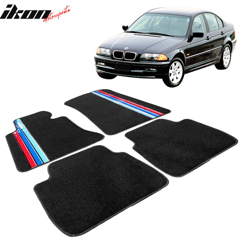 Car Floor Mat for 1998-06 BMW 3 Series E46 3 Colors Strips Nylon 4PCS