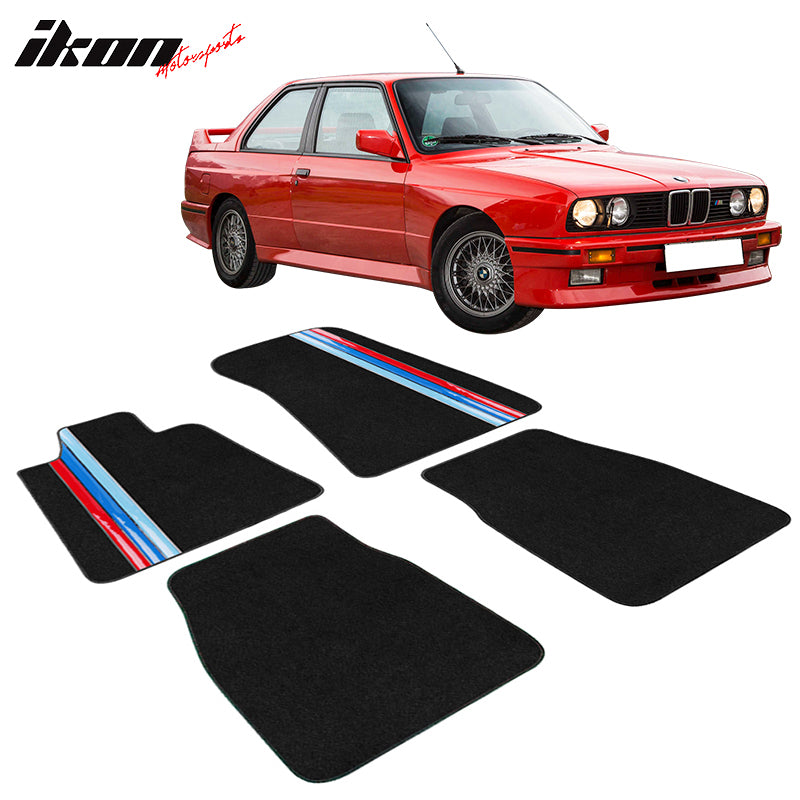 Car Floor Mat for 1984-1991 BMW 3 Series Coupe Black Carpet 4Pcs