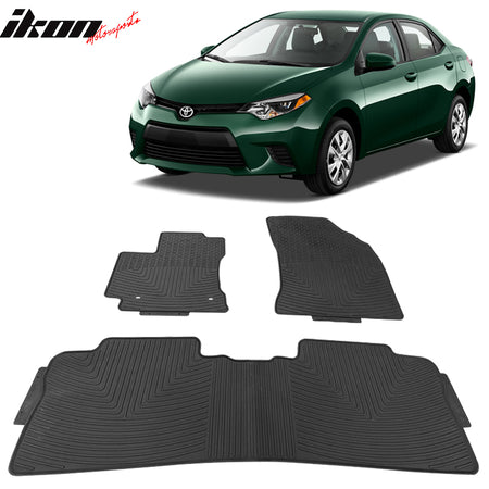Latex Rubber Floor Mats Compatible With 2014-2019 Toyota Corolla By IKON MOTORSPORTS