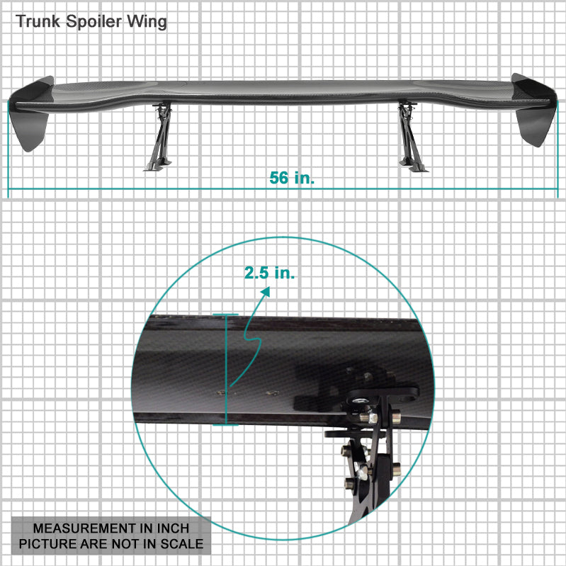 Universal 56" Inch GT Style Racing Trunk Spoiler Wing - 3D Carbon Fiber CF