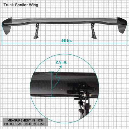 Universal 56" Inch GT Style Racing Trunk Spoiler Wing - 3D Carbon Fiber CF