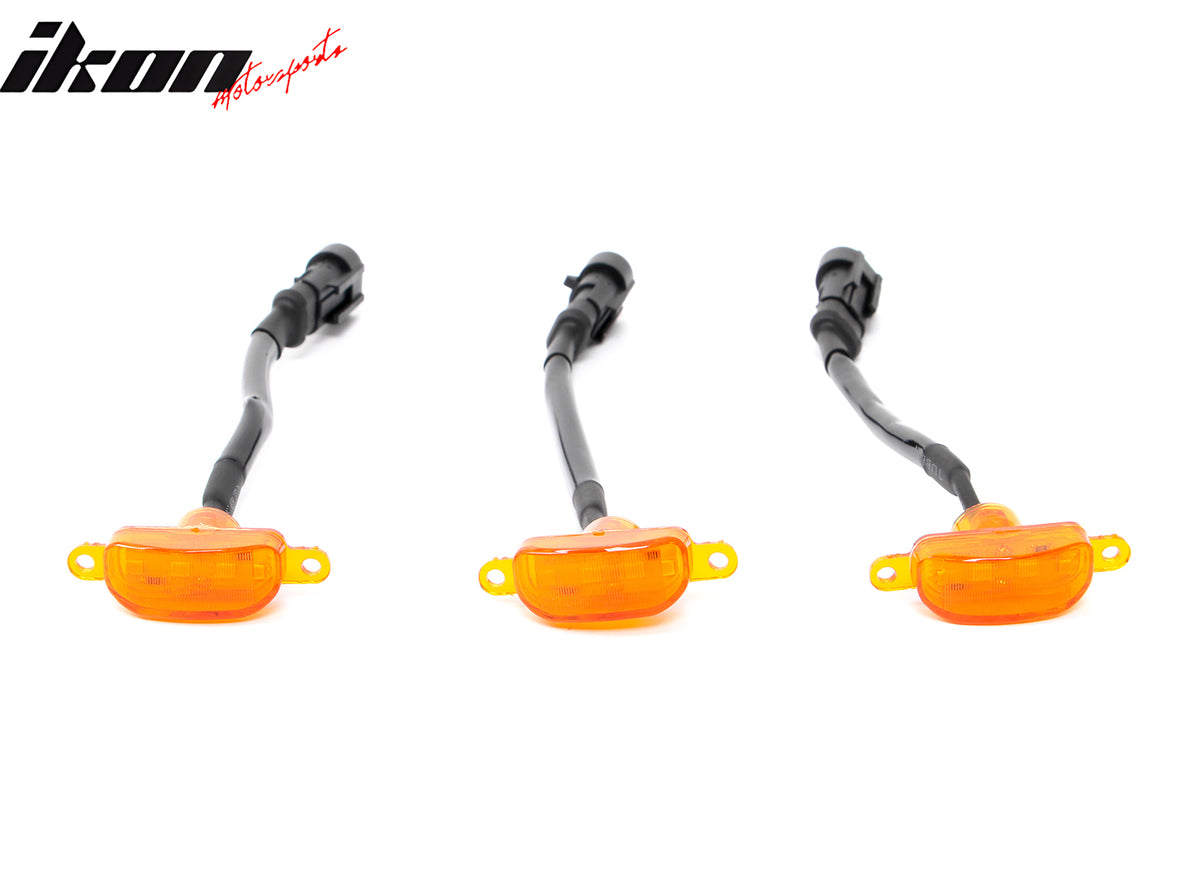 Fits Dodge Ram 1500 2500 3500 3PC Amber LED Front Grille Lights W/Wiring Harness