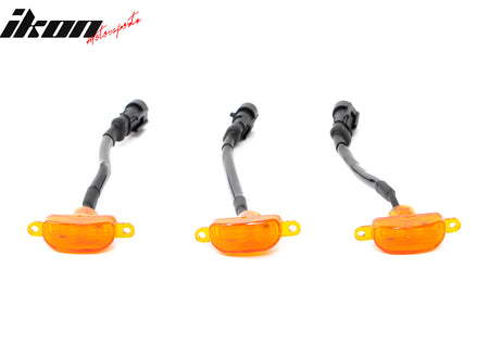 Fits Dodge Ram 1500 2500 3500 3PC Amber LED Front Grille Lights W/Wiring Harness