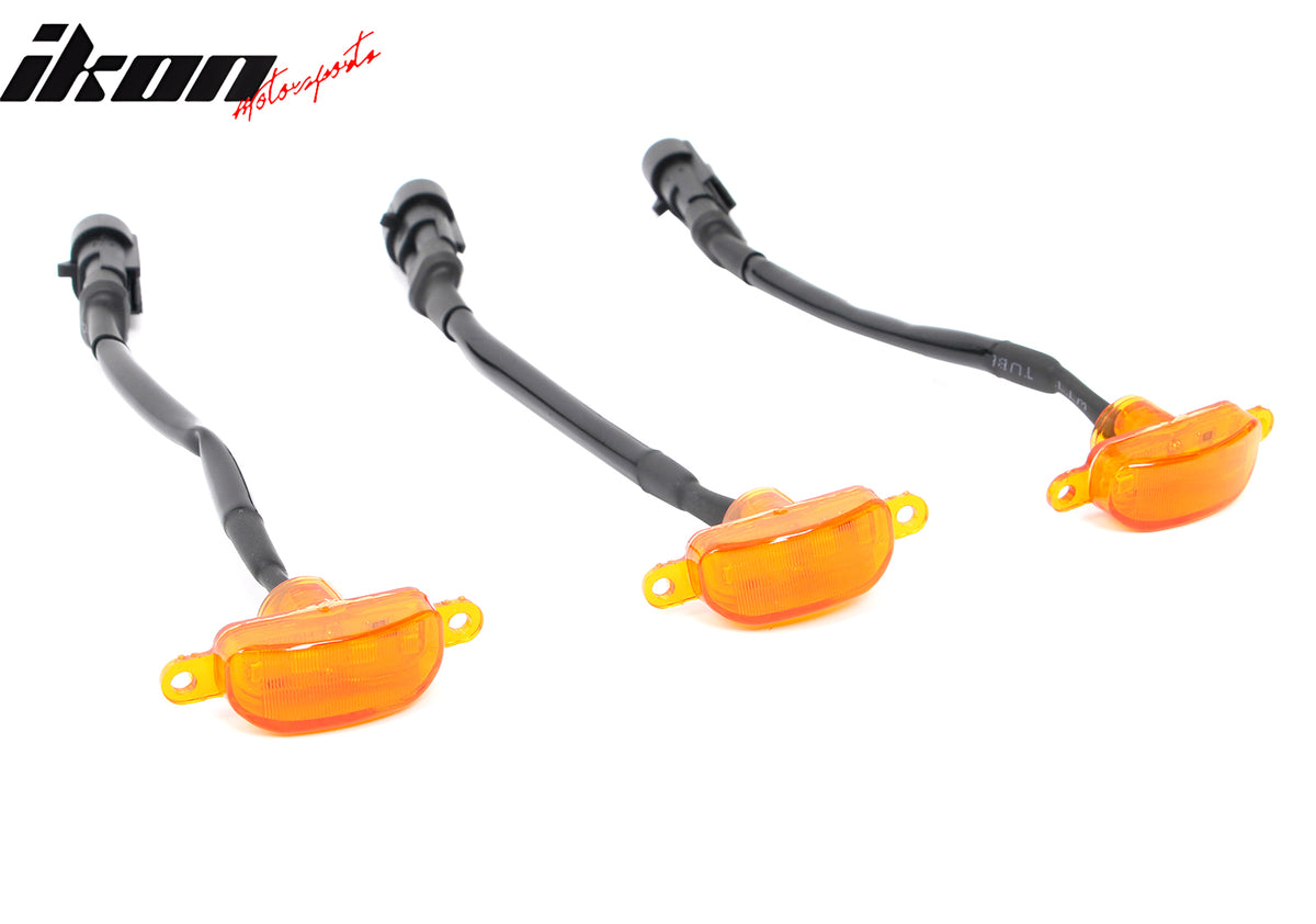 Fits Dodge Ram 1500 2500 3500 3PC Amber LED Front Grille Lights W/Wiring Harness