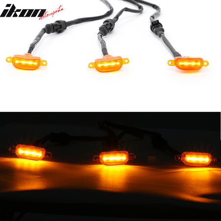 Fits Dodge Ram 1500 2500 3500 3PC Amber LED Front Grille Lights W/Wiring Harness
