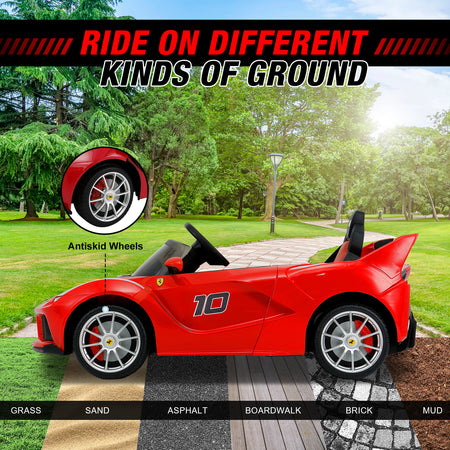 IKON MOTORSPORTS Licensed Ferrair Car for Kids with Parent Remote Control, 12V 2 Speeds Electric Ride On Powered Toy Vehicle, Spring Suspension, Openable Doors, LED Lights, MP3, Red