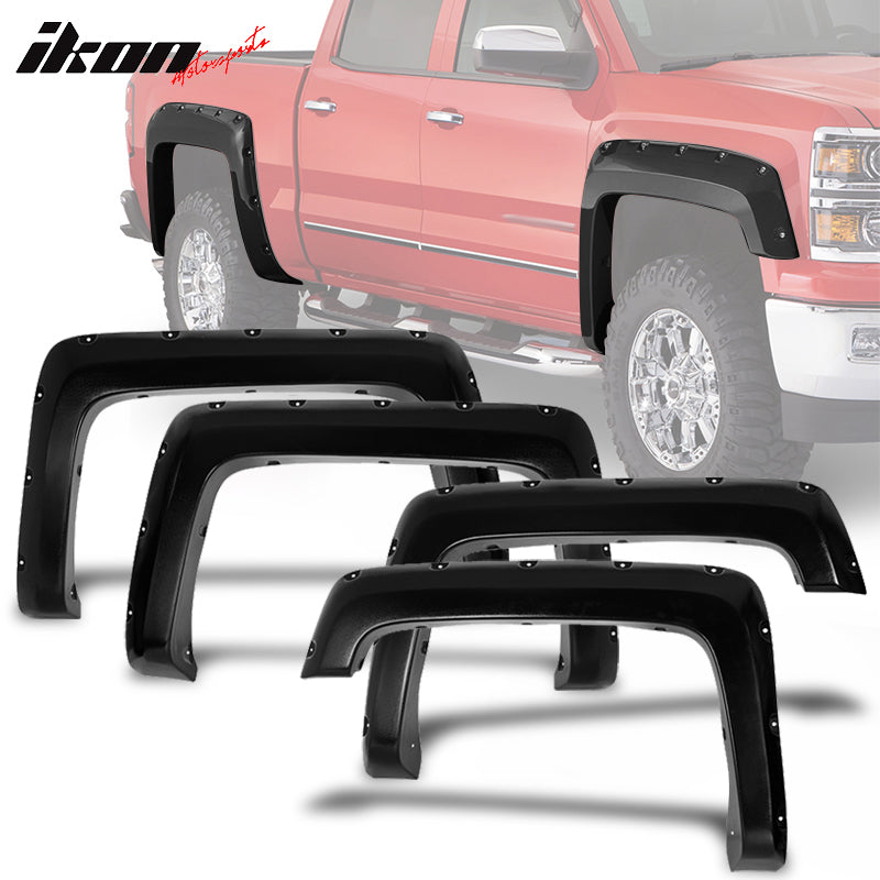 2014-2018 Chevy Silverado Short Pocket Rivet 4PCS Fender Flares ABS