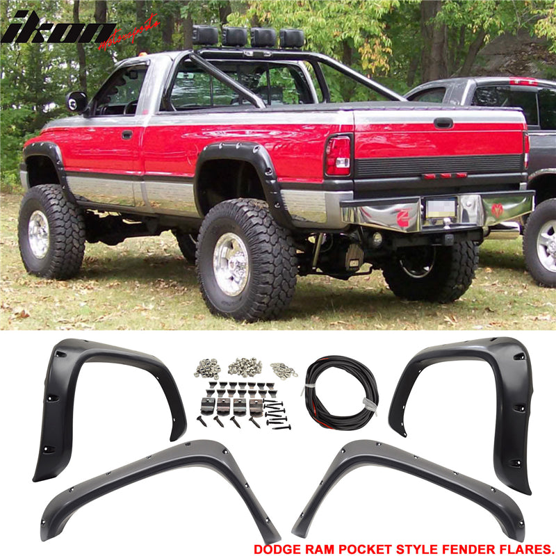 1994-2002 Dodge Ram 1500 2500 3500 Pocket Front Rear Fender Flares ABS