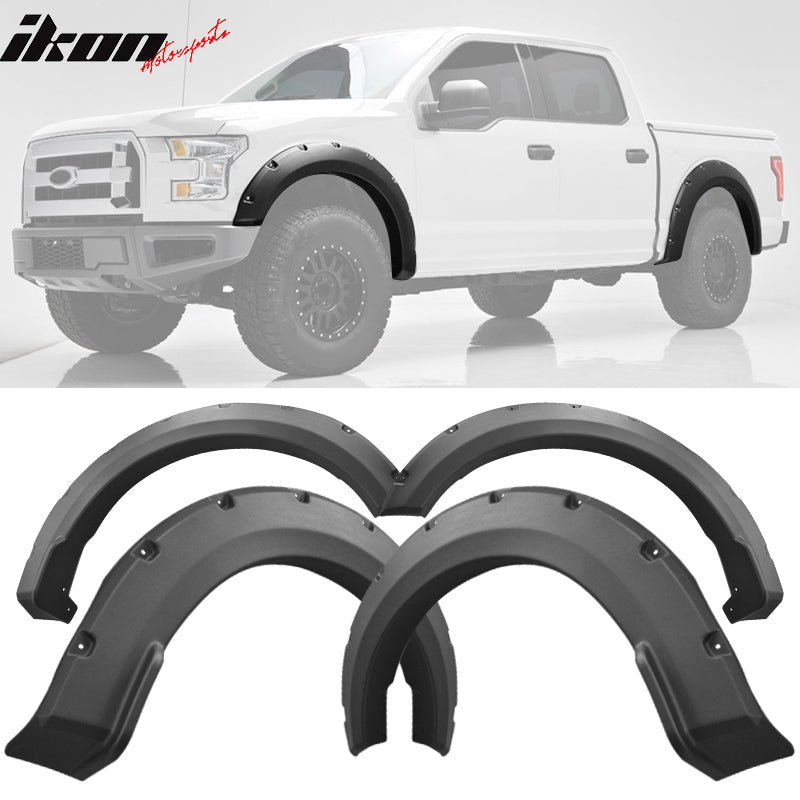 2015-2017 Ford F-150 Black Wheel Fender Flares Cover Body Kit