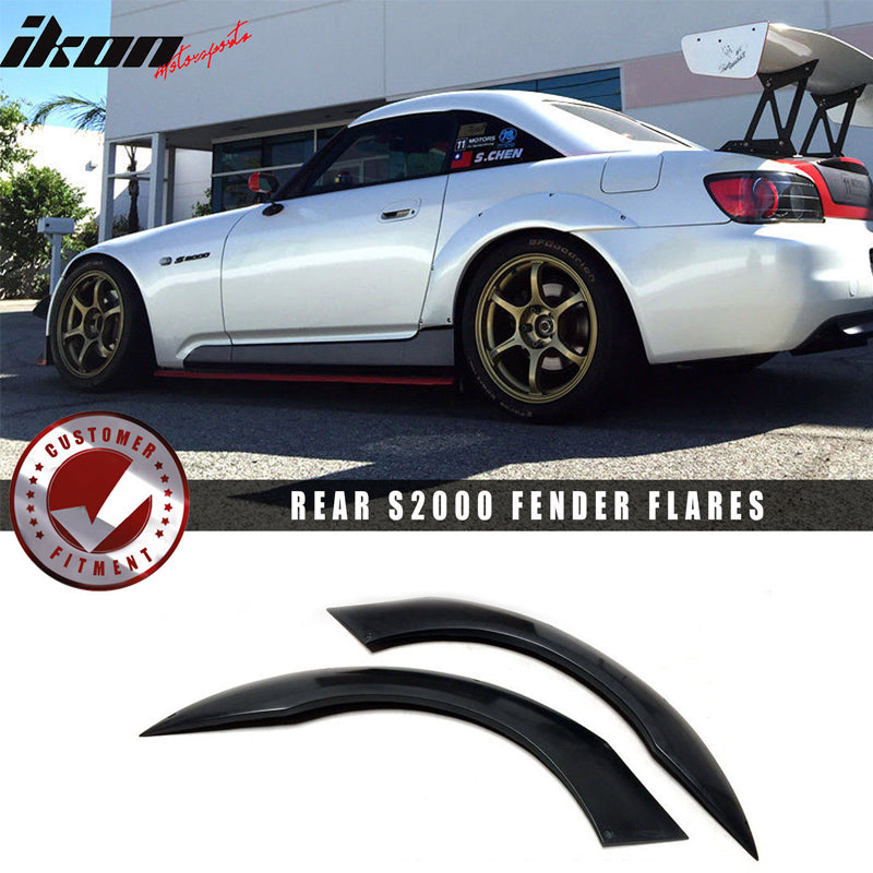 2000-2009 Honda S2000 S2K A Style Black Rear Fender Flare Covers PU