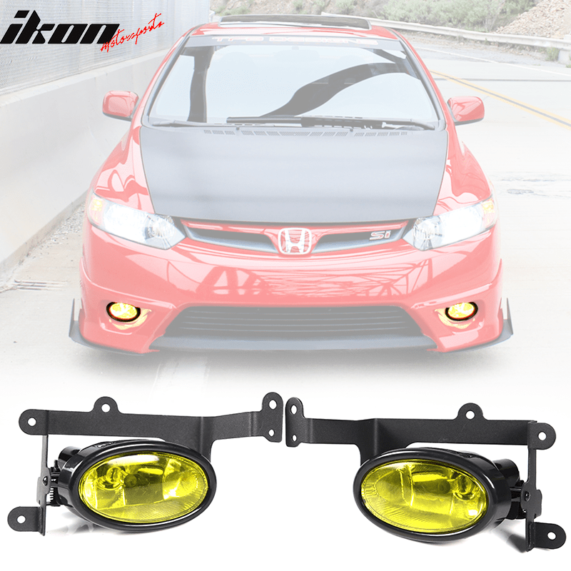 Fits 06 - 08 Honda Civic 2Dr Coupe Yellow Lens Fog Lights OEIkon Motorsports