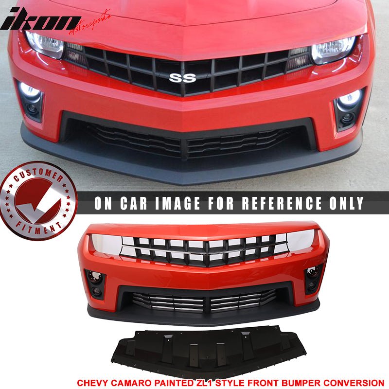 Fits 10 - 13 Camaro ZL1 Front Bumper Paintedinferno Orange MetallicIkon Motorsports