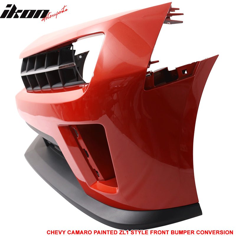 Fits 10 - 13 Camaro ZL1 Front Bumper Paintedinferno Orange MetallicIkon Motorsports