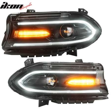 Fits 15 - 23 Dodge Charger Sequentialindicator LED DRL HeadlightsIkon Motorsports