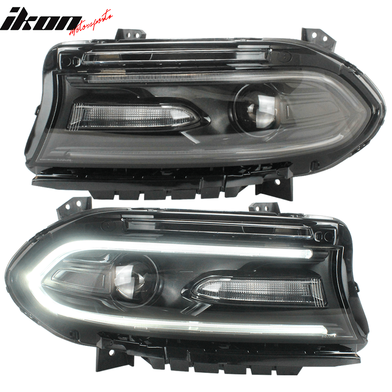 Fits 15 - 23 Dodge Charger Sequentialindicator LED DRL HeadlightsIkon Motorsports