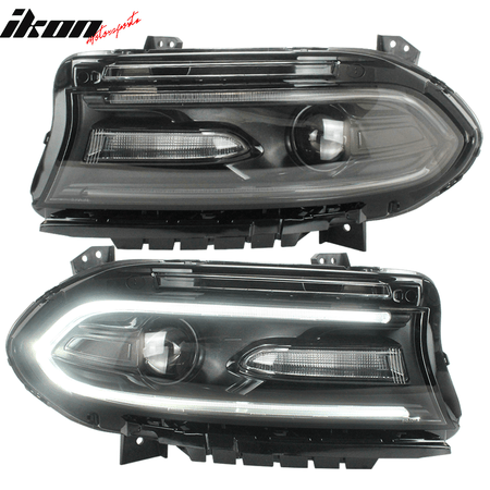 Fits 15 - 23 Dodge Charger Sequentialindicator LED DRL HeadlightsIkon Motorsports