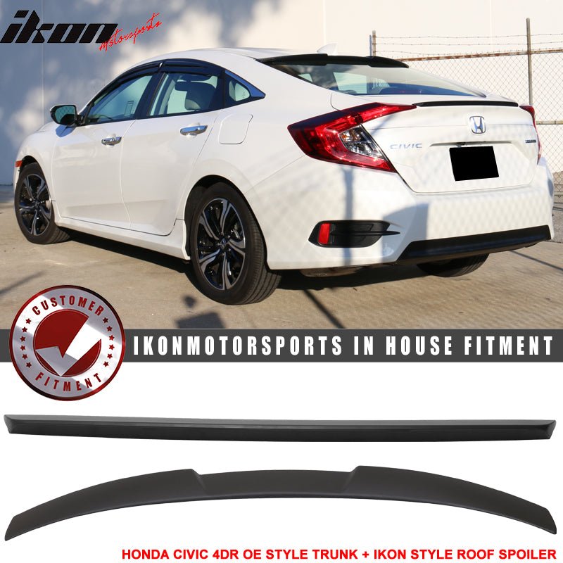 Fits 16 - 21 Civic 10th Gen Sedan OE Trunk Spoiler IKON Roof Spoiler ABSIkon Motorsports