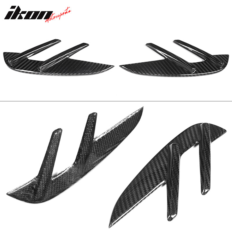 IKON MOTORSPORTS, Dry Carbon Fiber Front Fender Side Vents Compatible With 2021-2023 BMW G80 M3 Sedan, 2PCS Front Fender Side Vents Air Wing Cover Trim OE Style