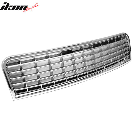 Front Grille Compatible With 2002-2005 Audi A4 Sedan, Badge Less Style ABS Chrome Front Bumper Hood Grille by IKON MOTORSPORTS, 2003 2004