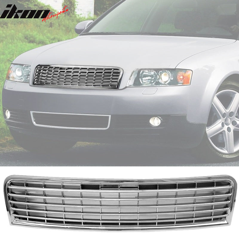 Fits 02-05 Audi A4 Chrome Hood Front Upper Grille - ABS